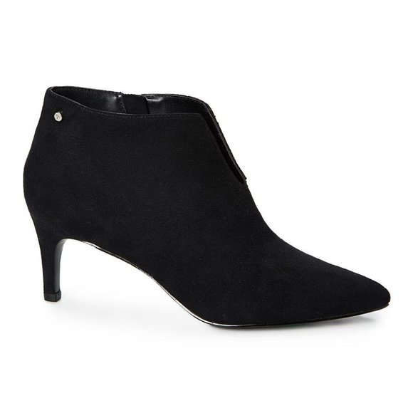 NIB Tahari Black Sherron Kitten Heel Microsuede Bootie, Size Women's 7M - Picture 3 of 4